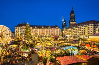 Christmas market in Dresden, Germany at night